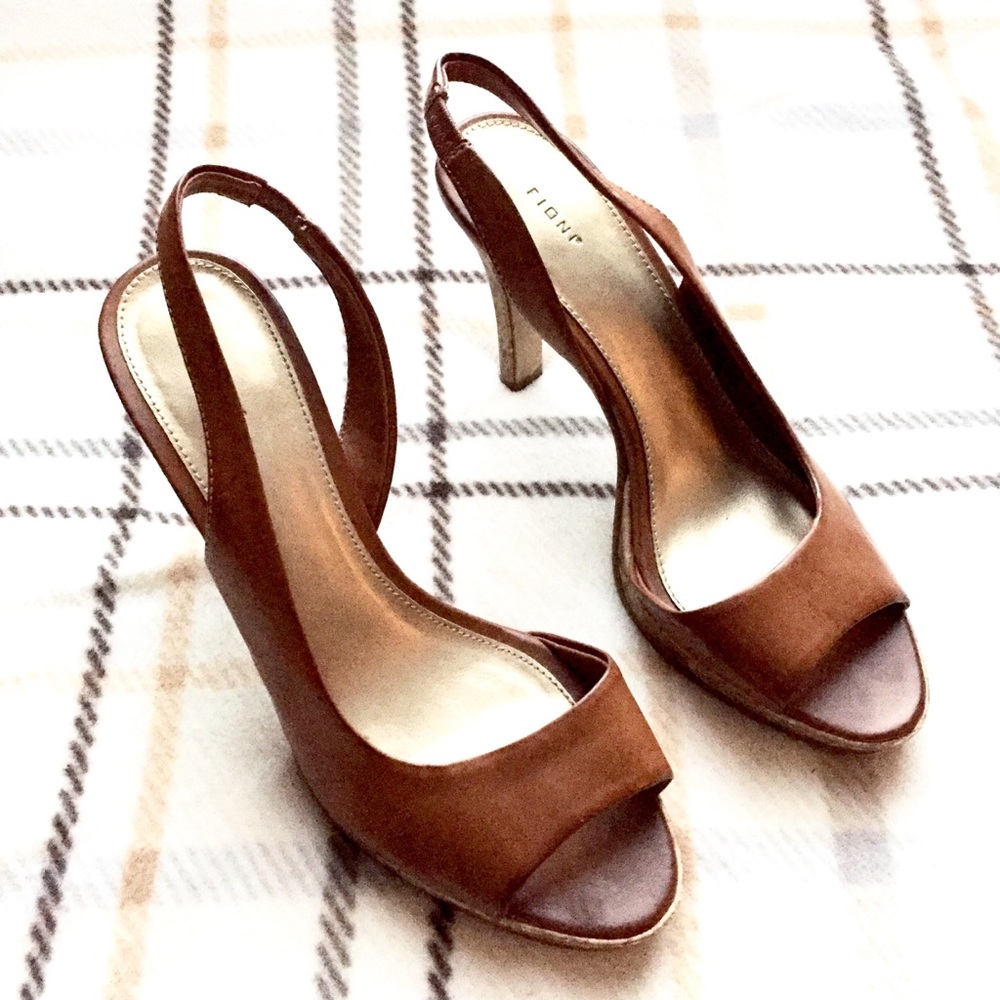 Brown Slingback Open Toe Stiletto High Heels Pumps